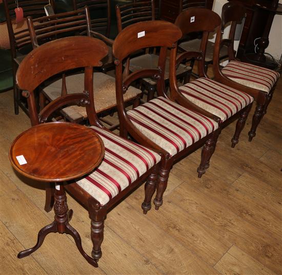 A set of four Victorian mahogany dining chairs and a wine table